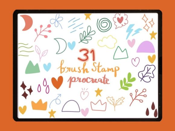 31 Doodle Stamp Procreate Brushes for Digital Art