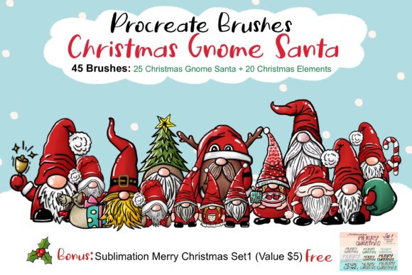 Enhancing Holiday Designs with Procreate Christmas Gnome Santa Brushes