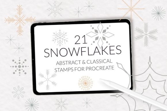 Snowflakes Procreate Stamp Brushes for Holiday Art